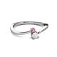 2 - Lucie 4.10 mm Bold Round Pink and White Sapphire 2 Stone Promise Ring 