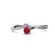 1 - Lucie 4.10 mm Bold Round Pink Sapphire and Ruby 2 Stone Promise Ring 