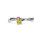 1 - Lucie 4.10 mm Bold Round Pink Sapphire and Yellow Diamond 2 Stone Promise Ring 
