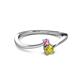 2 - Lucie 4.10 mm Bold Round Pink Sapphire and Yellow Diamond 2 Stone Promise Ring 