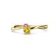 1 - Lucie 4.10 mm Bold Round Pink Sapphire and Yellow Diamond 2 Stone Promise Ring 