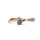 1 - Lucie 4.10 mm Bold Round Pink Sapphire and Lab Created Alexandrite 2 Stone Promise Ring 