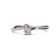 1 - Lucie 4.10 mm Bold Round Pink Sapphire and Lab Grown Diamond 2 Stone Promise Ring 