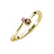 3 - Lucie 4.10 mm Bold Round Pink Sapphire and Smoky Quartz 2 Stone Promise Ring 