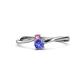 1 - Lucie 4.10 mm Bold Round Pink Sapphire and Tanzanite 2 Stone Promise Ring 