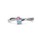 1 - Lucie 4.10 mm Bold Round Pink Sapphire and Aquamarine 2 Stone Promise Ring 