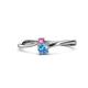 1 - Lucie 4.10 mm Bold Round Pink Sapphire and Blue Topaz 2 Stone Promise Ring 