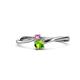1 - Lucie 4.10 mm Bold Round Pink Sapphire and Peridot 2 Stone Promise Ring 