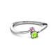 2 - Lucie 4.10 mm Bold Round Pink Sapphire and Peridot 2 Stone Promise Ring 
