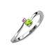 3 - Lucie 4.10 mm Bold Round Pink Sapphire and Peridot 2 Stone Promise Ring 