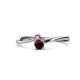 1 - Lucie 4.10 mm Bold Round Pink Sapphire and Red Garnet 2 Stone Promise Ring 