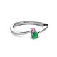 2 - Lucie 4.10 mm Bold Round Pink Sapphire and Emerald 2 Stone Promise Ring 