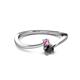 2 - Lucie 4.10 mm Bold Round Pink Sapphire and Black Diamond 2 Stone Promise Ring 