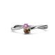 1 - Lucie 4.10 mm Bold Round Pink Sapphire and Smoky Quartz 2 Stone Promise Ring 