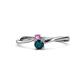 1 - Lucie 4.10 mm Bold Round Pink Sapphire and London Blue Topaz 2 Stone Promise Ring 