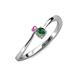 3 - Lucie 4.10 mm Bold Round Pink Sapphire and Lab Created Alexandrite 2 Stone Promise Ring 