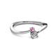 2 - Lucie 4.10 mm Bold Round Pink Sapphire and Lab Grown Diamond 2 Stone Promise Ring 