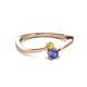 2 - Lucie 4.10 mm Bold Round Yellow Sapphire and Tanzanite 2 Stone Promise Ring 