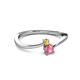 2 - Lucie 4.10 mm Bold Round Yellow Sapphire and Pink Tourmaline 2 Stone Promise Ring 