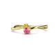 1 - Lucie 4.10 mm Bold Round Yellow Sapphire and Pink Tourmaline 2 Stone Promise Ring 