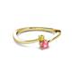 2 - Lucie 4.10 mm Bold Round Yellow Sapphire and Pink Tourmaline 2 Stone Promise Ring 