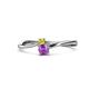 1 - Lucie 4.10 mm Bold Round Yellow Sapphire and Amethyst 2 Stone Promise Ring 