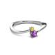 2 - Lucie 4.10 mm Bold Round Yellow Sapphire and Amethyst 2 Stone Promise Ring 