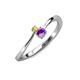 3 - Lucie 4.10 mm Bold Round Yellow Sapphire and Amethyst 2 Stone Promise Ring 
