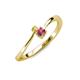 3 - Lucie 4.10 mm Bold Round Yellow Sapphire and Rhodolite Garnet 2 Stone Promise Ring 