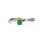 1 - Lucie 4.10 mm Bold Round Yellow Sapphire and Emerald 2 Stone Promise Ring 