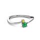 2 - Lucie 4.10 mm Bold Round Yellow Sapphire and Emerald 2 Stone Promise Ring 