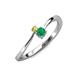 3 - Lucie 4.10 mm Bold Round Yellow Sapphire and Emerald 2 Stone Promise Ring 