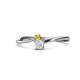 1 - Lucie 4.10 mm Bold Round Yellow and White Sapphire 2 Stone Promise Ring 