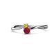 1 - Lucie 4.10 mm Bold Round Yellow Sapphire and Ruby 2 Stone Promise Ring 