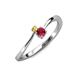 3 - Lucie 4.10 mm Bold Round Yellow Sapphire and Ruby 2 Stone Promise Ring 