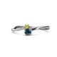 1 - Lucie 4.10 mm Bold Round Yellow Sapphire and Blue Diamond 2 Stone Promise Ring 