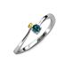 3 - Lucie 4.10 mm Bold Round Yellow Sapphire and Blue Diamond 2 Stone Promise Ring 