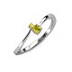 3 - Lucie 4.10 mm Bold Round Yellow Sapphire and Yellow Diamond 2 Stone Promise Ring 
