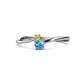 1 - Lucie 4.10 mm Bold Round Yellow Sapphire and Blue Topaz 2 Stone Promise Ring 