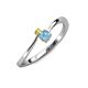 3 - Lucie 4.10 mm Bold Round Yellow Sapphire and Blue Topaz 2 Stone Promise Ring 