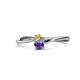 1 - Lucie 4.10 mm Bold Round Yellow Sapphire and Iolite 2 Stone Promise Ring 