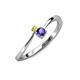 3 - Lucie 4.10 mm Bold Round Yellow Sapphire and Iolite 2 Stone Promise Ring 