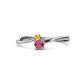 1 - Lucie 4.10 mm Bold Round Yellow Sapphire and Rhodolite Garnet 2 Stone Promise Ring 