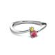 2 - Lucie 4.10 mm Bold Round Yellow Sapphire and Rhodolite Garnet 2 Stone Promise Ring 