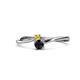 1 - Lucie 4.10 mm Bold Round Yellow Sapphire and Black Diamond 2 Stone Promise Ring 