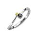 3 - Lucie 4.10 mm Bold Round Yellow Sapphire and Black Diamond 2 Stone Promise Ring 