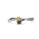 1 - Lucie 4.10 mm Bold Round Yellow Sapphire and Smoky Quartz 2 Stone Promise Ring 