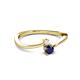 2 - Lucie 4.10 mm Bold Round White and Blue Sapphire 2 Stone Promise Ring 