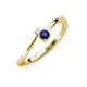 3 - Lucie 4.10 mm Bold Round White and Blue Sapphire 2 Stone Promise Ring 