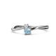 1 - Lucie 4.10 mm Bold Round White Sapphire and Aquamarine 2 Stone Promise Ring 